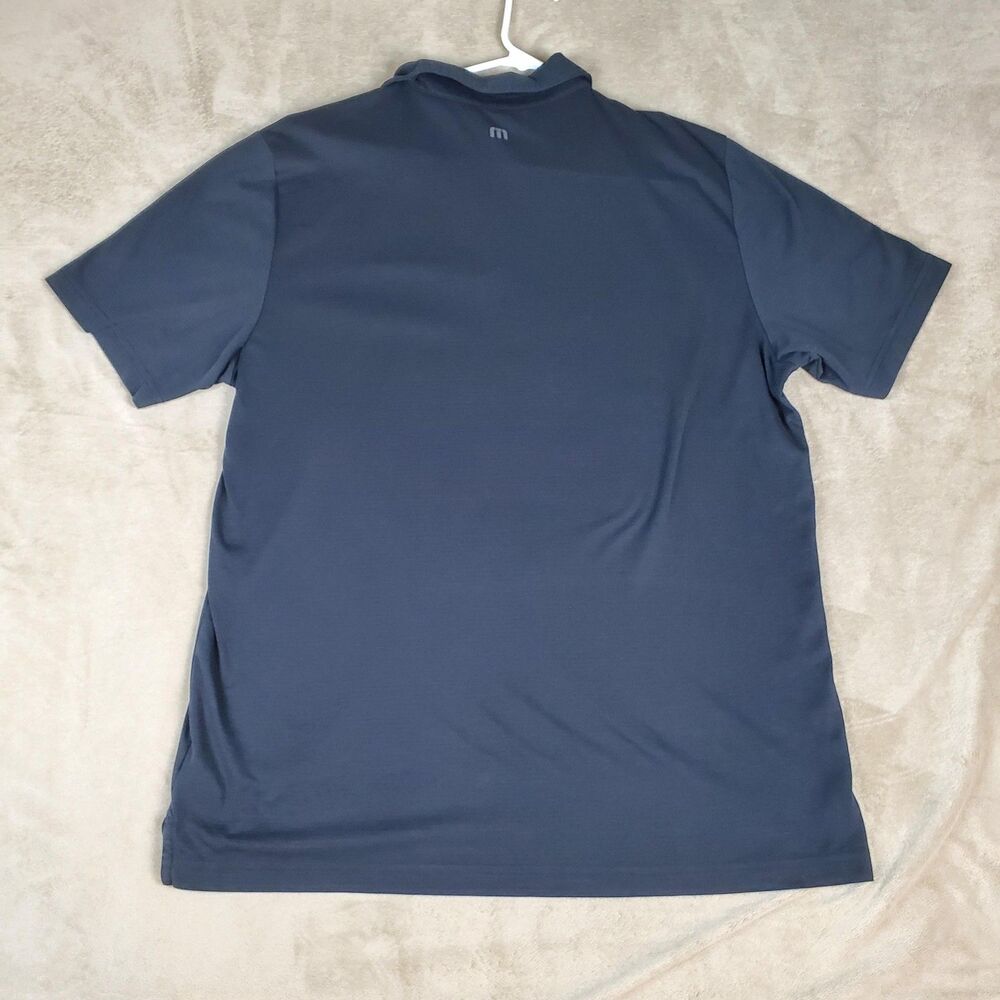 Travis Mathew Polo Shirt Mens XL Blue Striped Pima Cotton Golf Performance Top - Picture 2 of 11